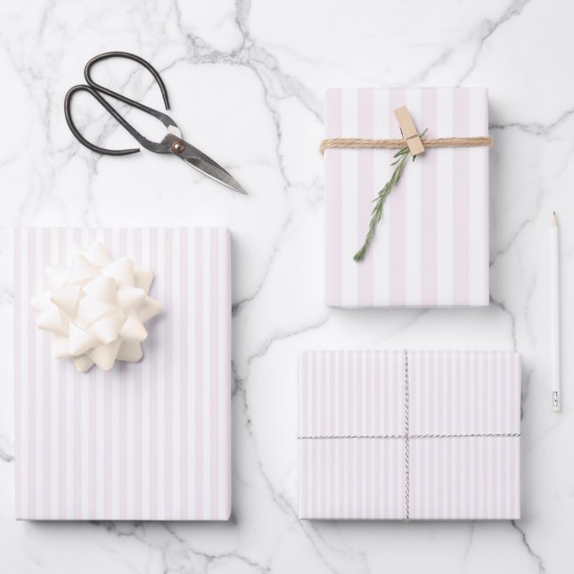 Faint Pink & White Stripes Wrapping Paper Sheets (Front)