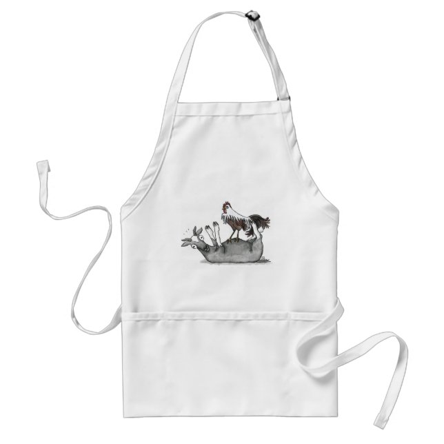 Fainting Goat and Chicken Adult Apron (Front)