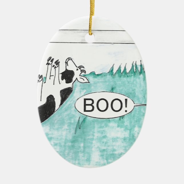 Fainting Goat Halloween Ceramic Ornament (Front)