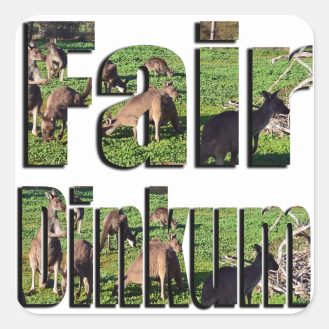 Fair Dinkum Aussie Slang Logo, Square Sticker (Front)