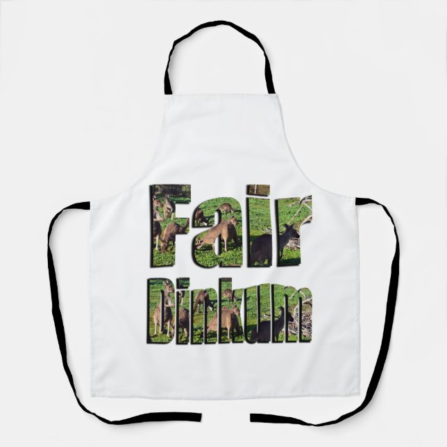Fair Dinkum Aussie Slang Word With Kangaroos, Apron (Front)