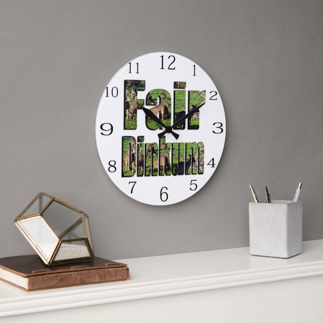 Fair Dinkum Aussie Slang Word With Kangaroos, Large Clock (Office)