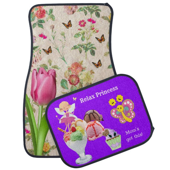Fair Floral Tulip Car Floor Mat Ice Cream Cupcake (Set)
