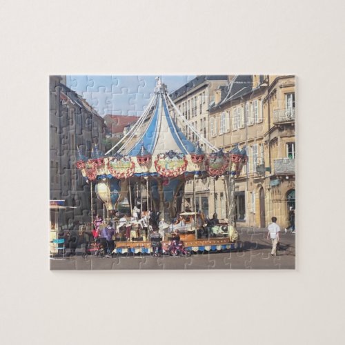 Fair Ground Roundabout in an Ancient French Town Jigsaw Puzzle