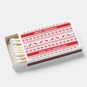 Fair Isle Christmas Design Matchbox Favor Matchboxes