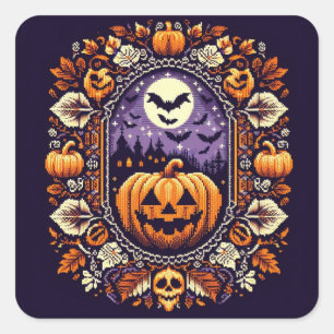 Fair Isle/Colorwork Vintage Halloween/fall Square Sticker
