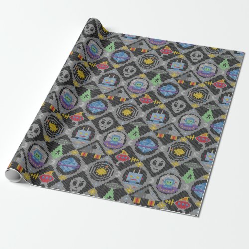 Fair Isle Cute Alien Knitted Sweater Pattern Wrapping Paper