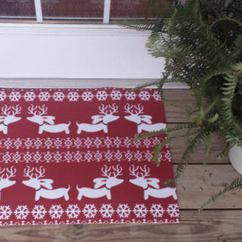 Fair Isle Dachshund Christmas Doormat Wiener Dog by Smoothe1 at Zazzle