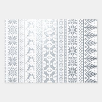 Fair Isle Knit Sweater Foil Wrapping Paper Sheets by hakedesigns at Zazzle