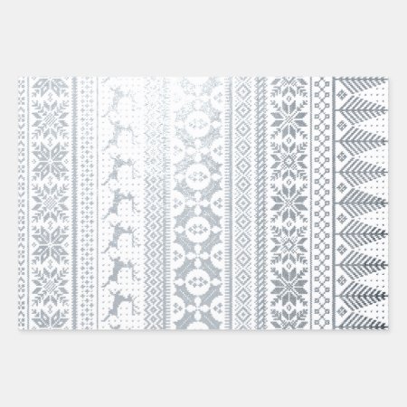 Fair Isle Knit Sweater Foil Wrapping Paper Sheets