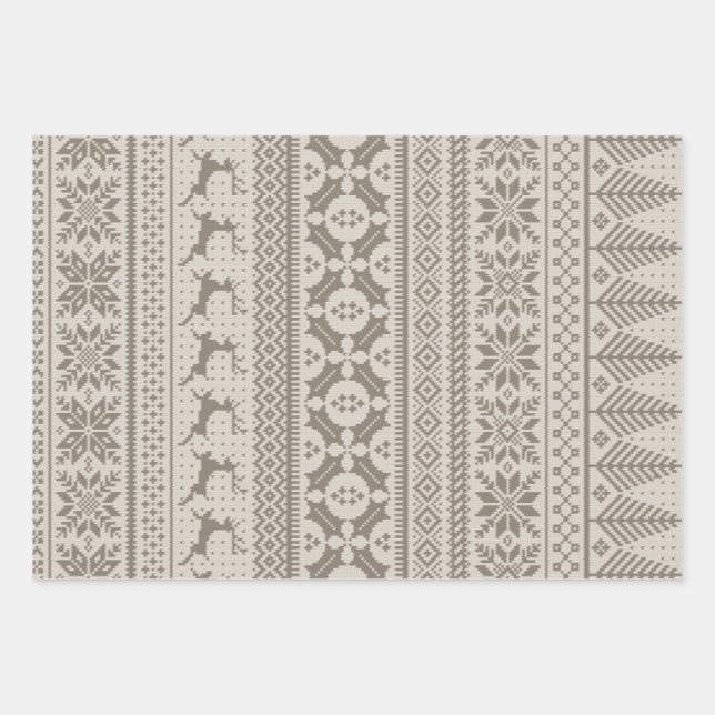 Fair Isle Knit Sweater Wrapping Paper Sheets (Front)