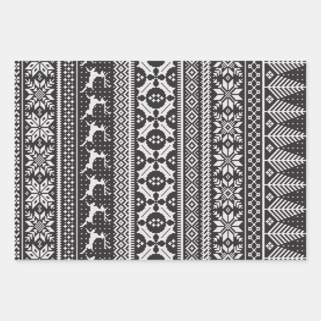 Fair Isle Knit Sweater Wrapping Paper Sheets (Front)