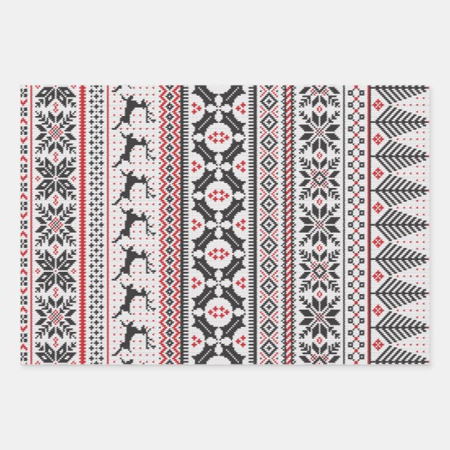 Fair Isle Knit Sweater Wrapping Paper Sheets (Front)