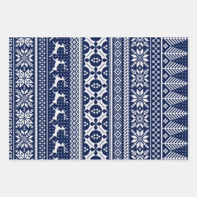 Fair Isle Knit Sweater Wrapping Paper Sheets (Front)