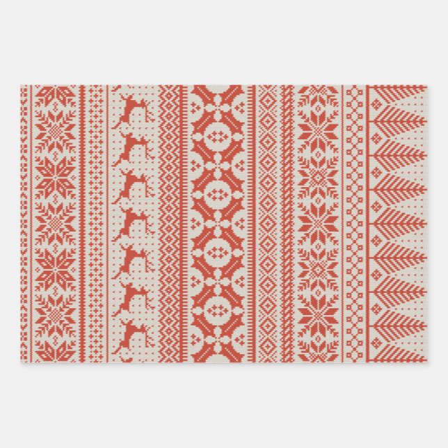 Fair Isle Knit Sweater Wrapping Paper Sheets (Front)