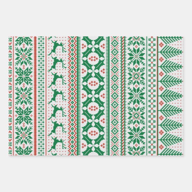 Fair Isle Knit Sweater Wrapping Paper Sheets (Front)