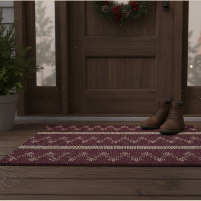 Fair Isle Knitted Pattern Burgundy Doormat (Creator Uploaded)