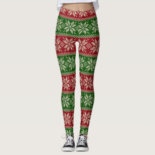 Boutique Winter Fair Isle Red Blue White Snowflake Leggings Size undefined  - $22 - From apricklycactus