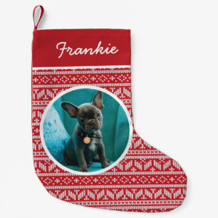 Fair Isle Red Christmas Pet Photo Small Christmas Stocking