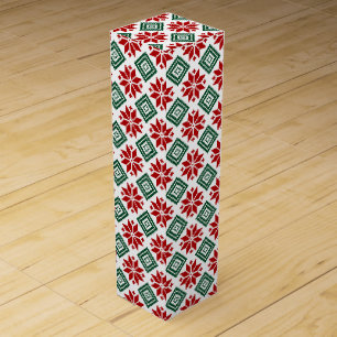 Fair Isle Red Star Design Wine Gift Box