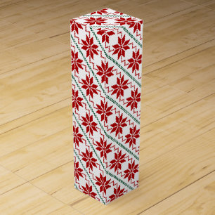 Fair Isle Red Star Design Wine Gift Box