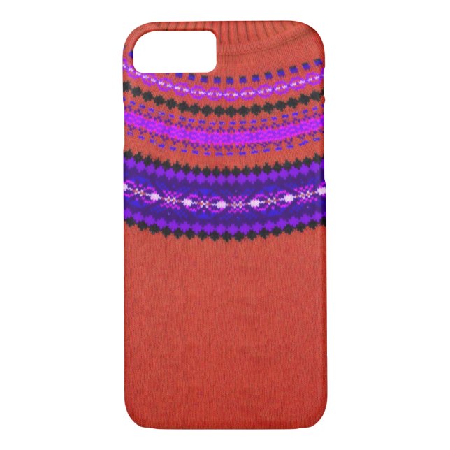 Fair Isle Smart phone case - Red and Violet (Back)