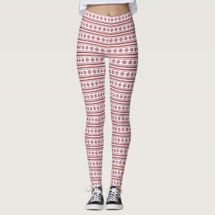 Boutique Winter Fair Isle Red Blue White Snowflake Leggings Size undefined  - $22 - From apricklycactus