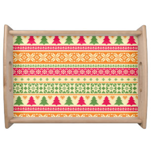 Fair Isle Style Christmas Seamless Serving Tray