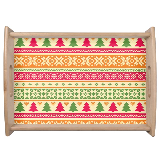 Fair Isle Style Christmas Seamless Serving Tray (Front)