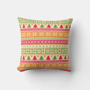 Fair Isle Style Christmas Seamless Throw Pillow