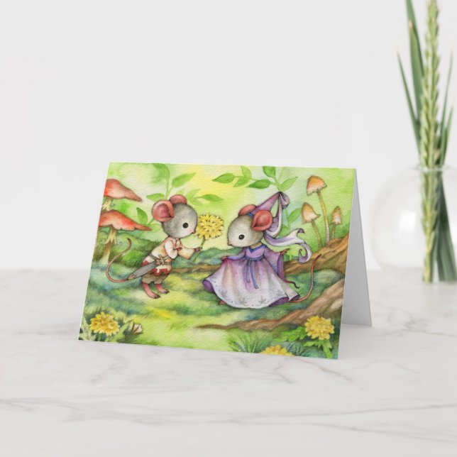 Fair Maiden - Cute Medieval Mouse Art Card (Front)
