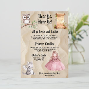 Fair Princess Medieval Renaissance Royal Birthday Invitation