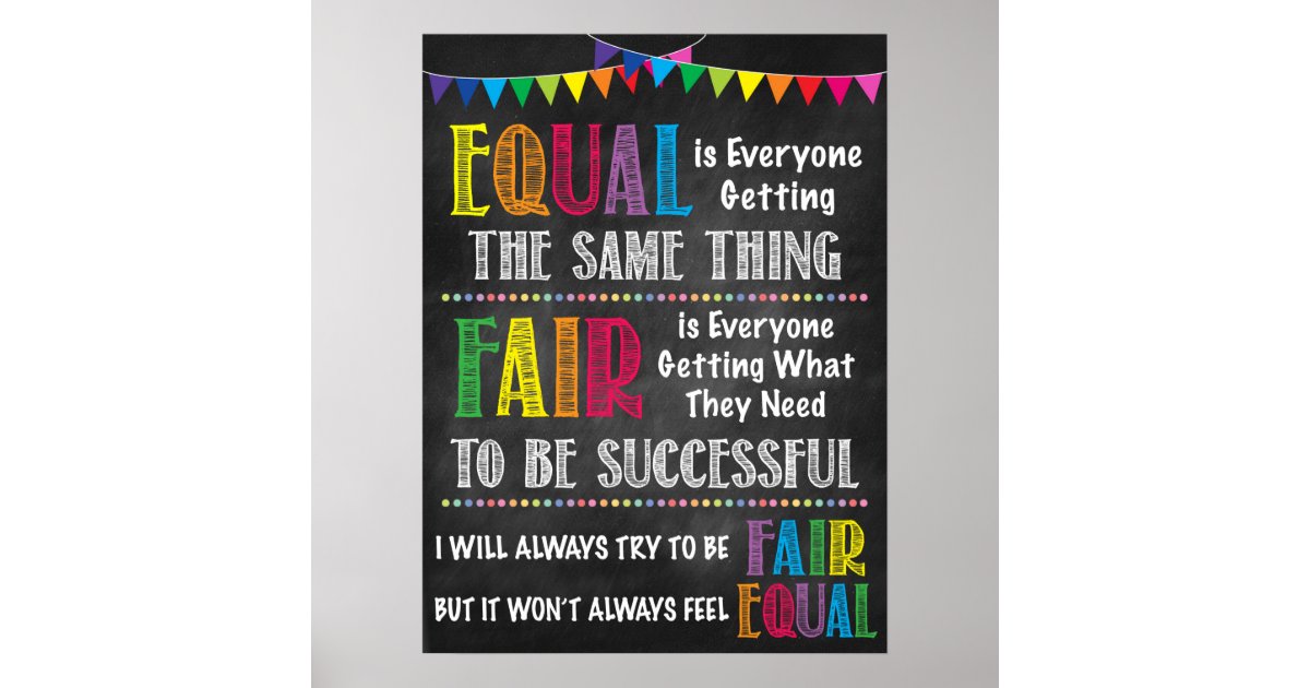 Fair Vs. Equal Classroom Poster | Zazzle