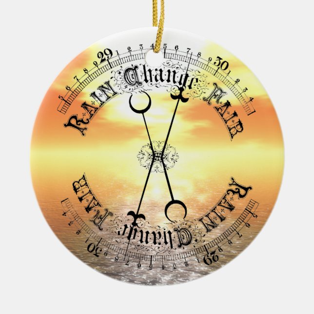 Fair Weather Barometer Sunset Christmas Pendant Ceramic Ornament (Front)