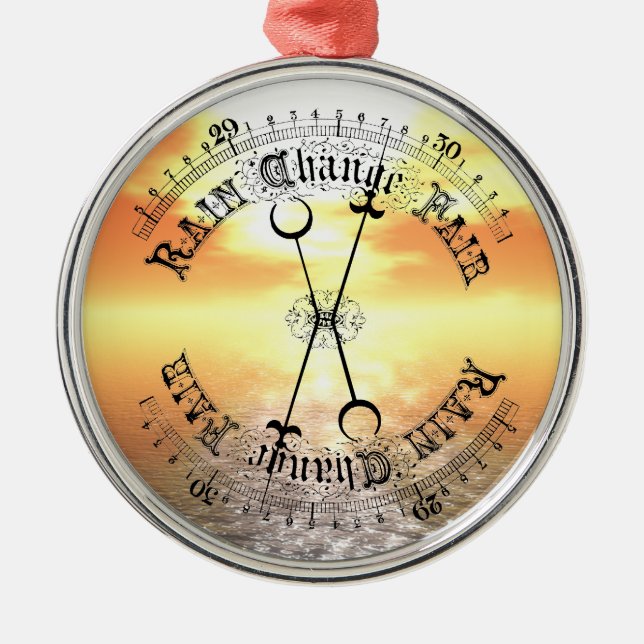 Fair Weather Barometer Sunset Christmas Pendant Metal Ornament (Front)