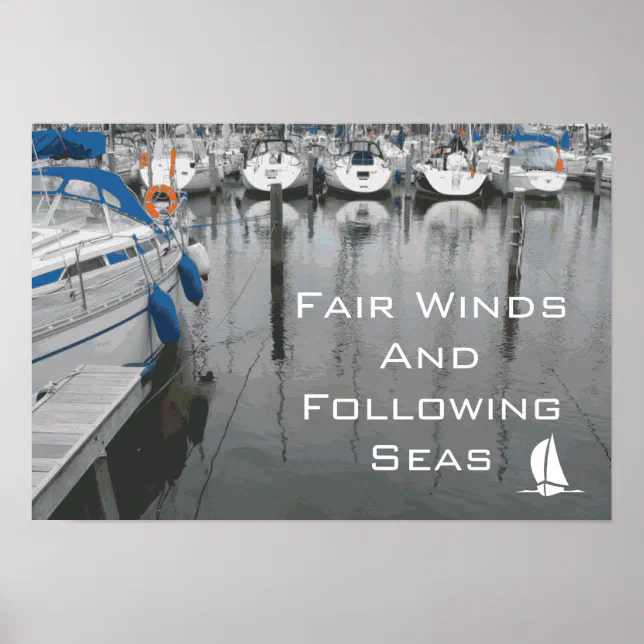 Fair Winds and Following Seas Nautical Quote Poster | Zazzle