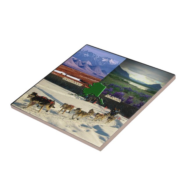 Fairbanks, Alaska Collage Ceramic Tile (Side)