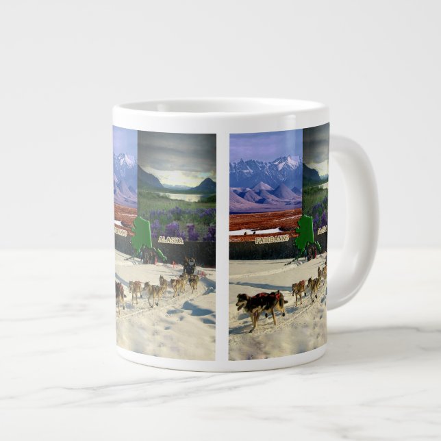 Fairbanks, Alaska Collage Giant Coffee Mug (Front Right)