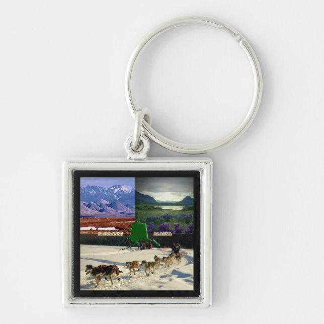Fairbanks, Alaska Collage Keychain (Front)