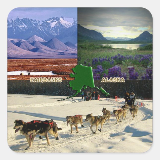 Fairbanks, Alaska Collage Square Sticker (Front)