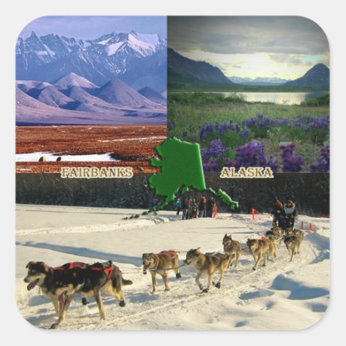 Fairbanks Alaska Collage Square Sticker