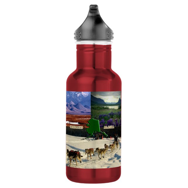 Fairbanks, Alaska Collage Stainless Steel Water Bottle (Right)