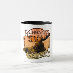 Fairbanks Alaska orange moose mug