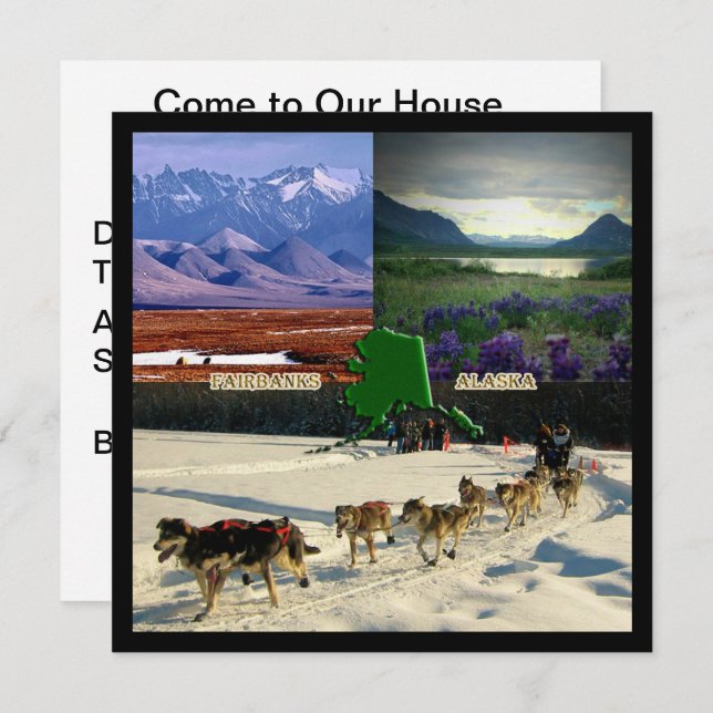 Fairbanks Alaska Photo Collage Housewarming Invitation (Front/Back)