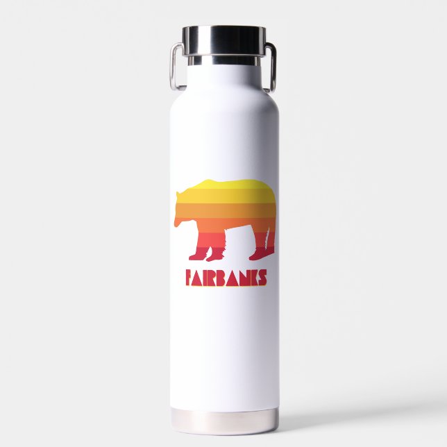 Fairbanks Alaska Rainbow Bear Water Bottle (Front)