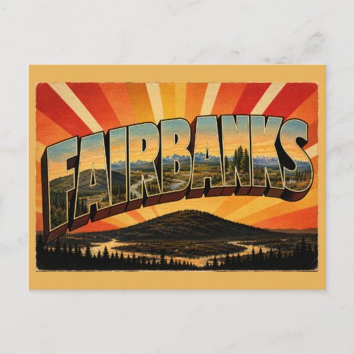 Fairbanks Alaska Subarctic Wilderness Vintage Art Postcard