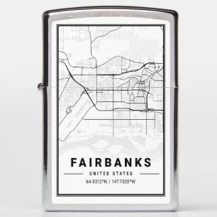 Fairbanks Alaska USA City Travel City Map Zippo Lighter