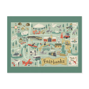 Fairbanks map Postcard