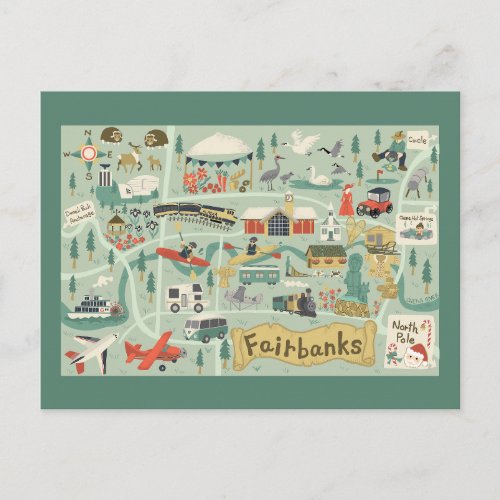Fairbanks map Postcard