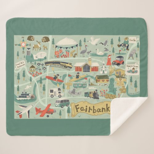 Fairbanks map Sherpa Blanket